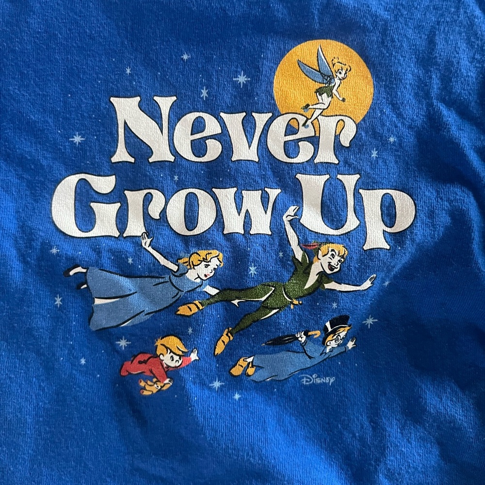 Peter Pan “Never Grow Up” T-Shirt, Size 4T, Unisex Boys Girls - Picture 2 of 5